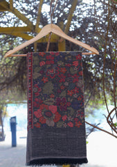 Pure Pashmina Kaani Jamawar Shawl D - 31 - Black