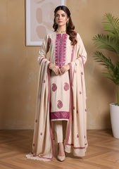 Winter - Riwaj - Embroidered Peach Leather Suit  - D#03 - L Beige