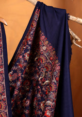 Pashmina Embroidered Jaaldar Shawl D#03 - N Blue
