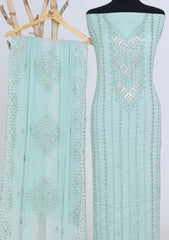 Formals - Riwaj - Fancy Bamber Chiffon - 3 Pcs Suit - CBD#1818 - Aqua