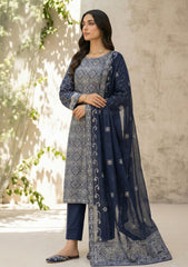 Formals - Riwaj - Fancy Bamber Chiffon - 2 Pcs Suit - CBD#2893 - Navy Blue