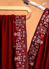 Embroidered Velvet Shawl D#10 - Maroon