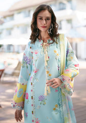 Lawn - AJR Couture - Printed Chikankari 26 - Azure