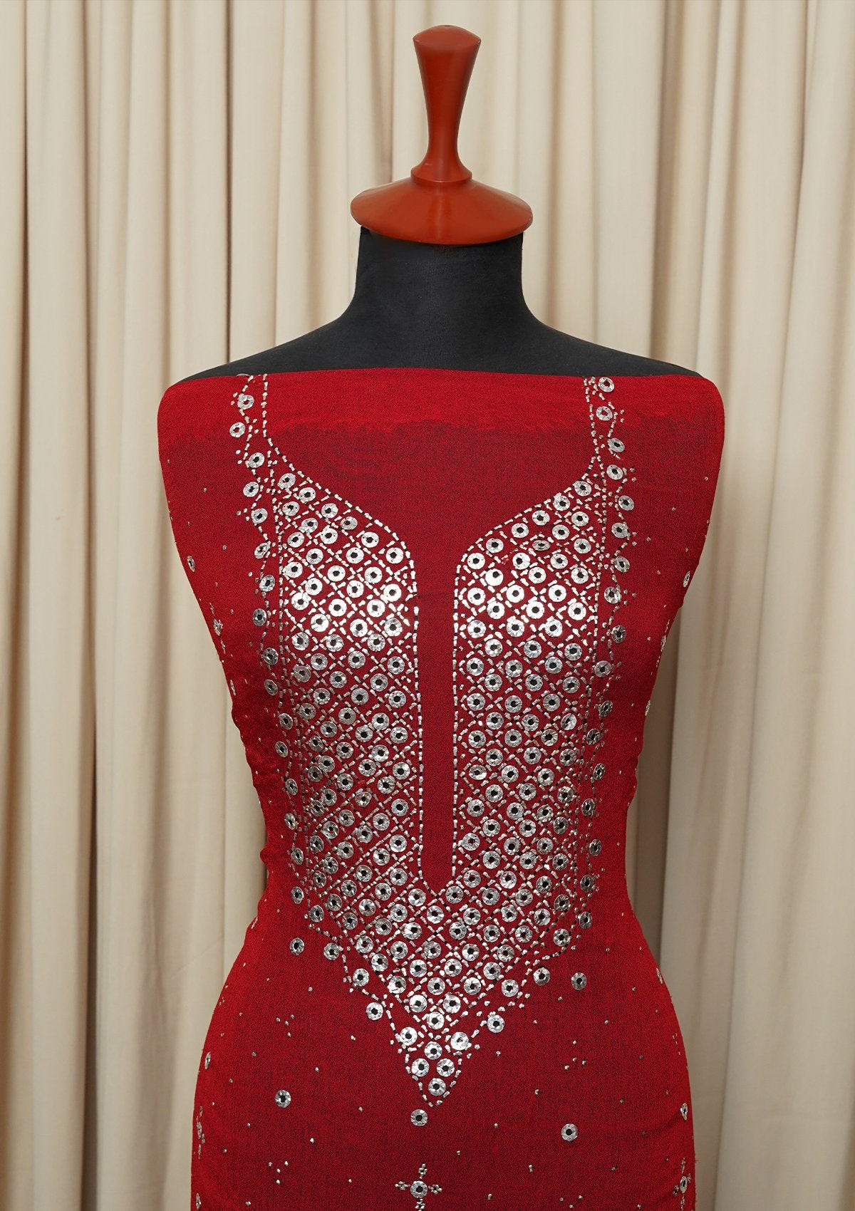 Winter Collection - Riwaj - Chiffon W/ Mukesh Work - Red