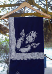 Pure Pashmina Kashmiri Work Shawl D - 28 - N Blue