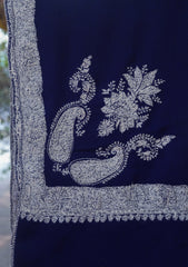 Pure Pashmina Kashmiri Work Shawl D - 28 - N Blue