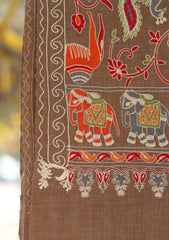 Pashmina Ari Work Shawl D - 135 - Brown