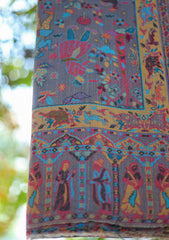 Pure Pashmina Kaani Jamawar Shawl D - 59 - M Grey