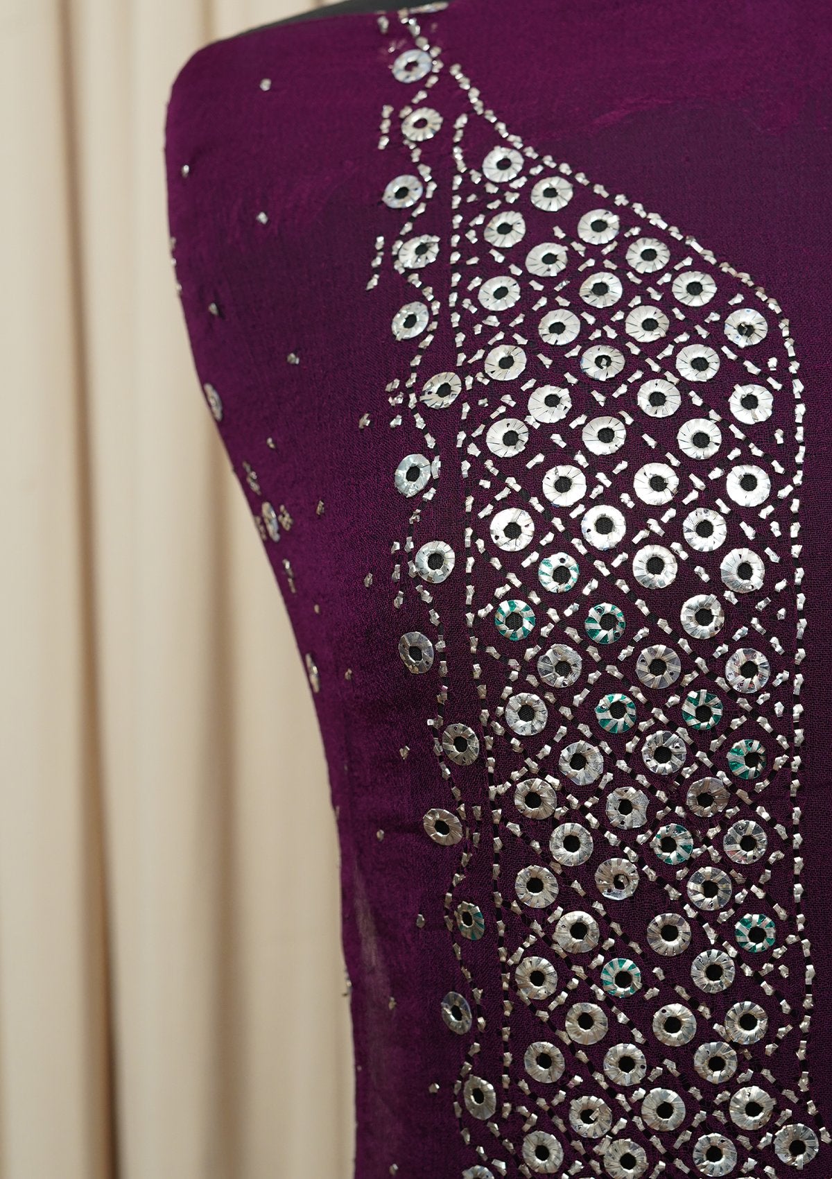 Winter Collection - Riwaj - Chiffon W/ Mukesh Work - Plum