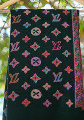 Pure Pashmina Kaani Jamawar Shawl D - 75  - D Green