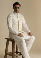 Elite Men China Boski Unstitched Waistcoat Fabric - D#96 - Golden