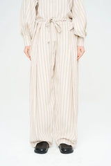 Pret - Moven - Striped Linen Blend Wide Leg Trouser - Skin
