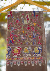 Pashmina Ari Work Shawl D - 122 - Brown