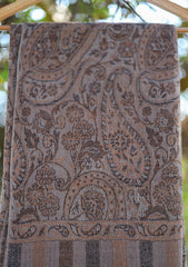 Pure Pashmina Kaani Jamawar Shawl D  - Brown