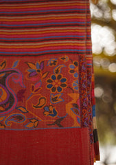 Pure Pashmina Kaani Jamawar Shawl D - 58 - Maroon