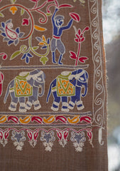 Pashmina Ari Work Shawl D - 122 - Brown