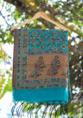 Silk Jamawar Work Shawl D - 03B - Zink