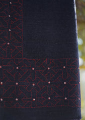 Wool Needle Work Shawl D - 50 - Black