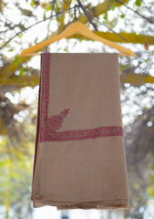 Wool Needle Work Shawl D - 37 - Brown