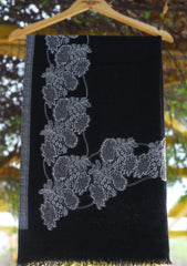 Pure Pashmina Kaani Jamawar Scarf D - 13 - Black