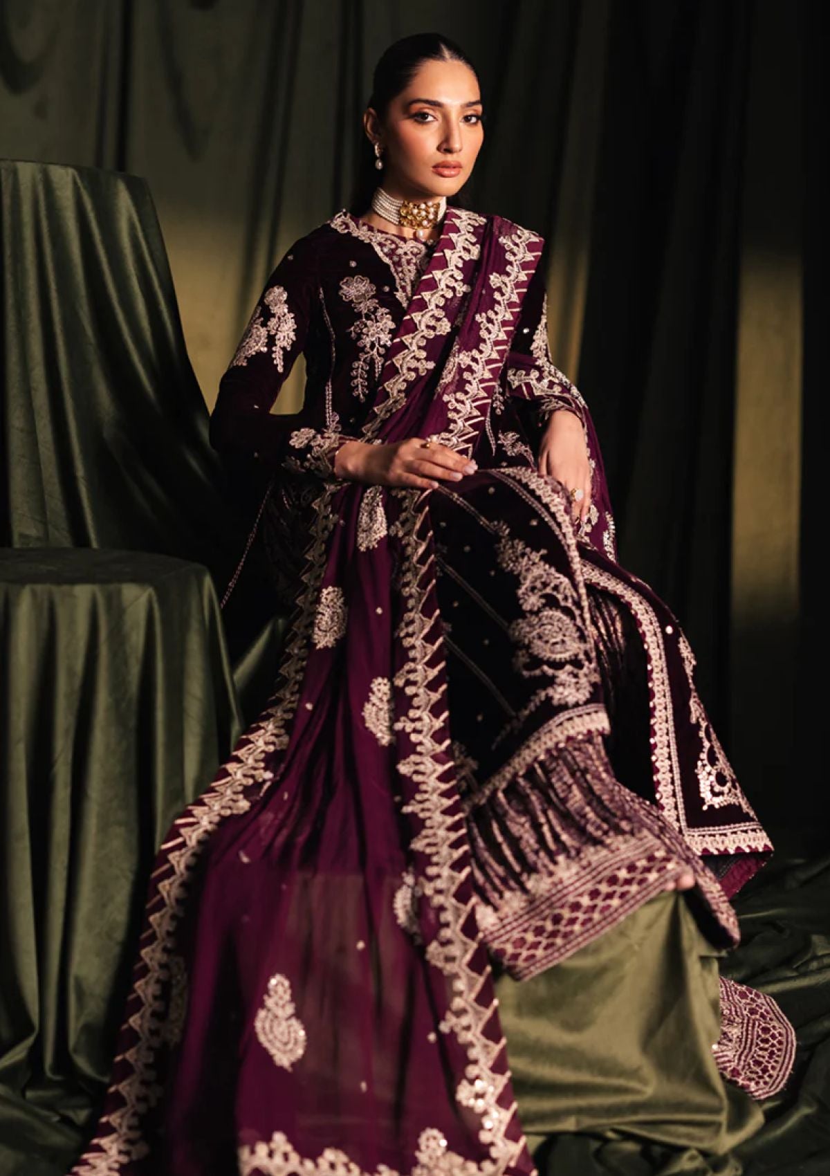 Winter Collection - Qalamkar - Velvet Edit - QV24#01 - AMANI