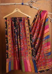 Pashmina Qalamkari Needle Work Shawl D#10 - Multi