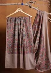 Pashmina Embroidered Jaaldar Shawl D#07 - Brown 2