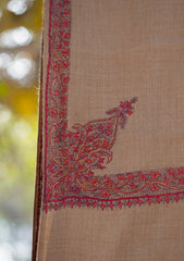 Wool Needle Work Shawl D - 37 - Brown