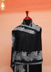 Pure Pashmina Kaani Jamawar Scarf D - 13 - Black