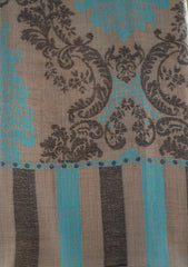 Pure Pashmina Kaani Jamawar Shawl D - 89 - Brown