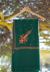 Wool Needle Work Shawl D - 34 - B Green