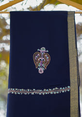 Wool Needle Work Shawl D - 33 - N Blue