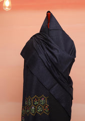 Wool Needle Work Shawl D - 30C - Denim Blue