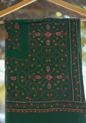 Wool Needle Work Shawl D - 46 - B Green