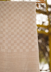 Pashmina Check Shawl D - 08 - Fawn