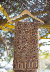 Pure Pashmina Kaani Jamawar Shawl D - 95B - Off White