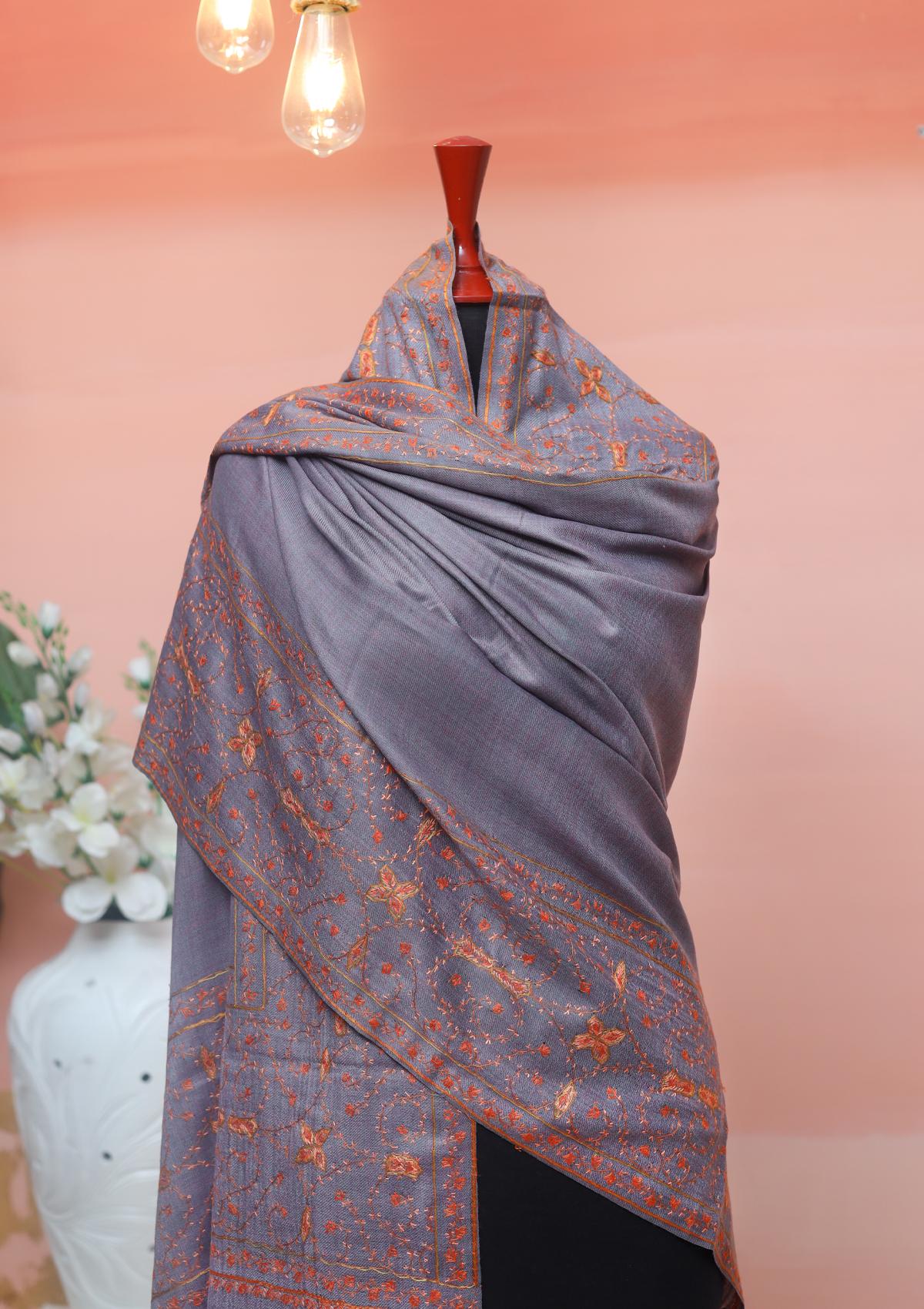 Pashmina Kashmiri Work Shawl D - 0001