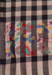 Pure Pashmina Kaani Jamawar Shawl D - 55 - G Black