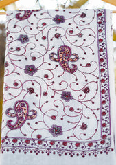 Pashmina Emboridered Shawl D - 130 - Off White