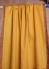 Pashmina Kashmiri Border Scarf D#30 - Mustard