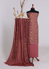 Winter - Riwaj - Printed Cotray Suit - Wool Shawl - D#15 - DT Pink