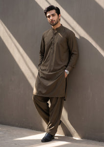 Elite Men Makh Khizi Staple French Cotton Fabric - Brown