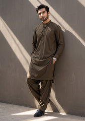 Elite Men Makh Khizi Staple French Cotton Fabric - Brown