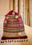 Bags Collection - Sadias Collection - Potli - D#16 Maroon Banarsi