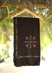 Wool Needle Work Shawl D - 50 - Black