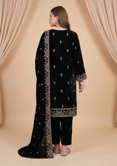Winter - Riwaj - Fancy Embroidered Velvet Suit - D#651 - Black