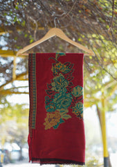 Pure Pashmina Kaani Jamawar Shawl D - 87 - Maroon