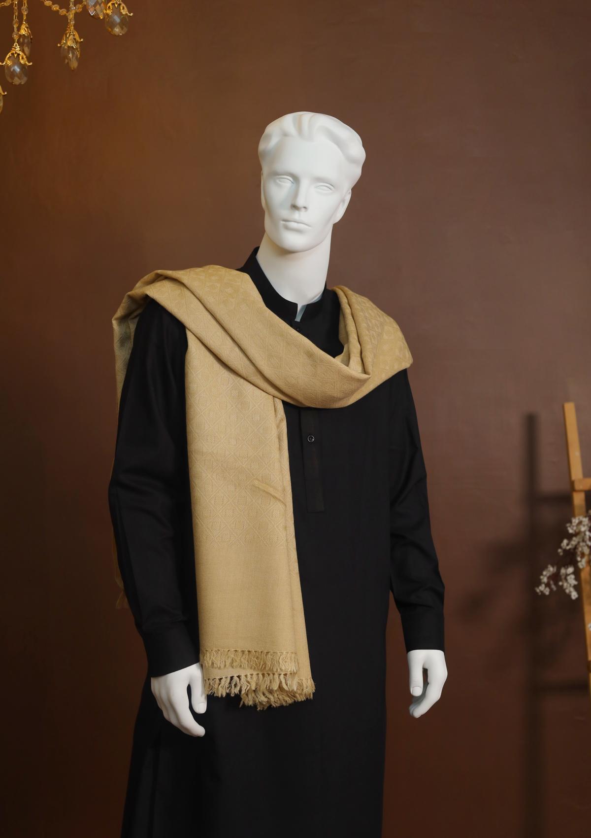 Men Shawls - Wool Shawls - D#206 - Fawn