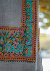 Pashmina Emboridered Shawl D - 133 - Grey