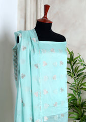 Formals - Fancy Closet - 2 pcs Suit - Satin Silk Jamawar D#04 Ferozi